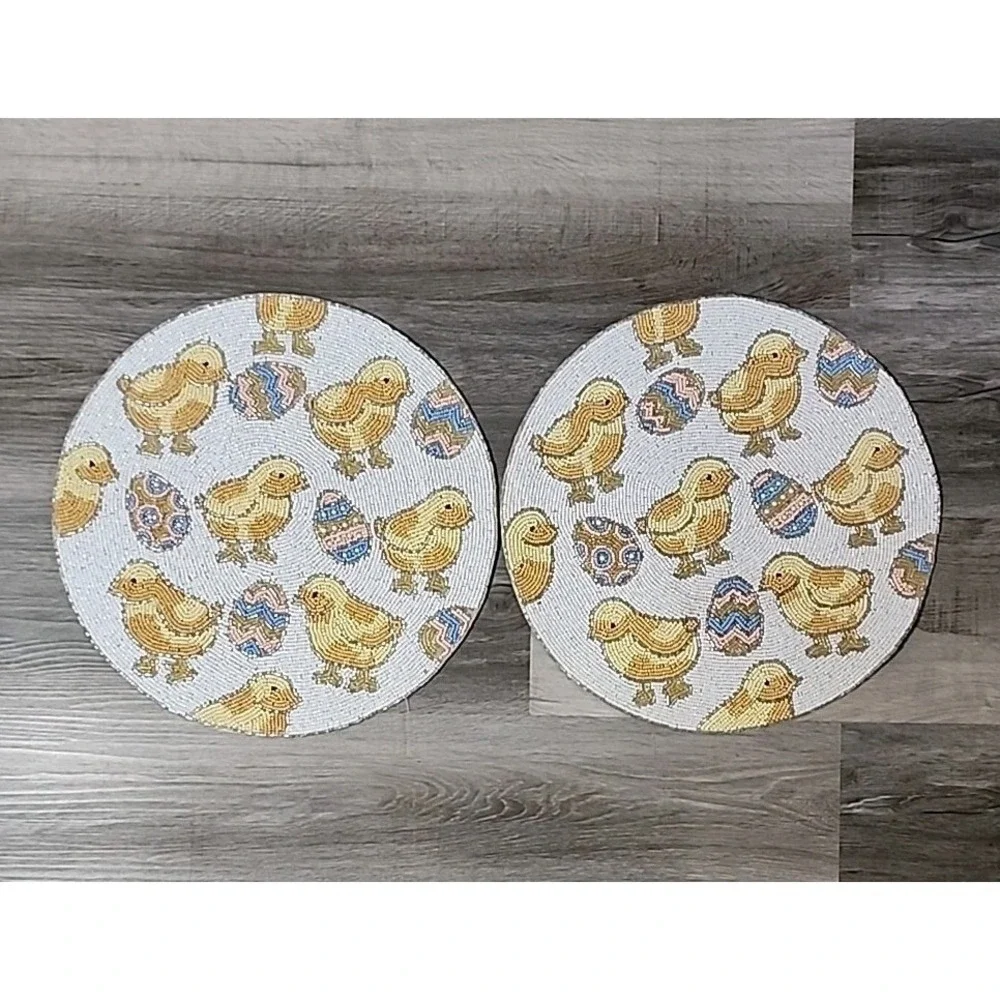 Easter Eggs Chicks Beaded Placemat‎ Placemats Charger Round 15